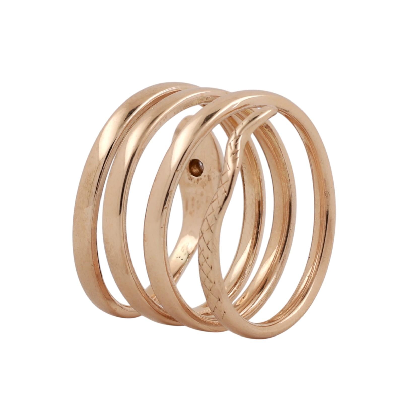 Snake Coil Statement Band Ring Yellow Gold 0.07 CT Diamond Accent Size 8 Ladies