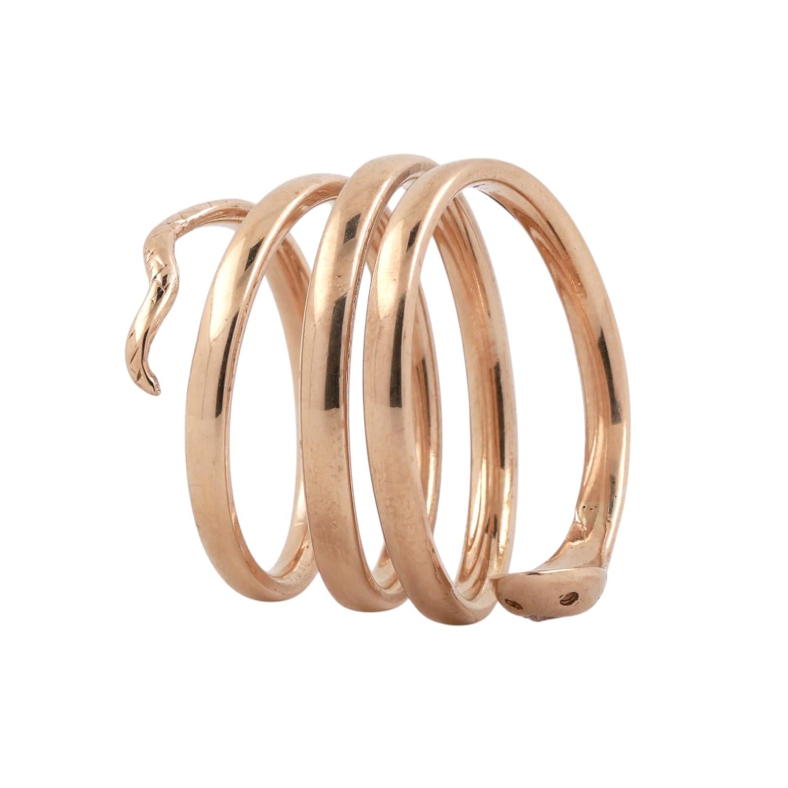 Snake Coil Statement Band Ring Yellow Gold 0.07 CT Diamond Accent Size 8 Ladies