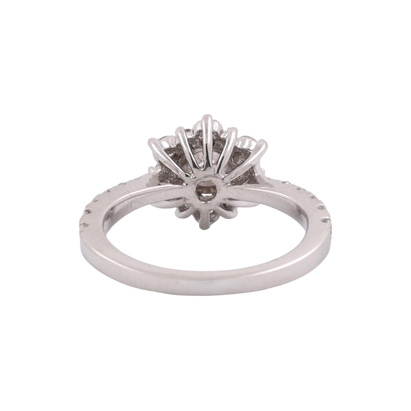 1.05CTW Diamond Halo Engagement Ring 14K White Gold Round Center Floral Size 5