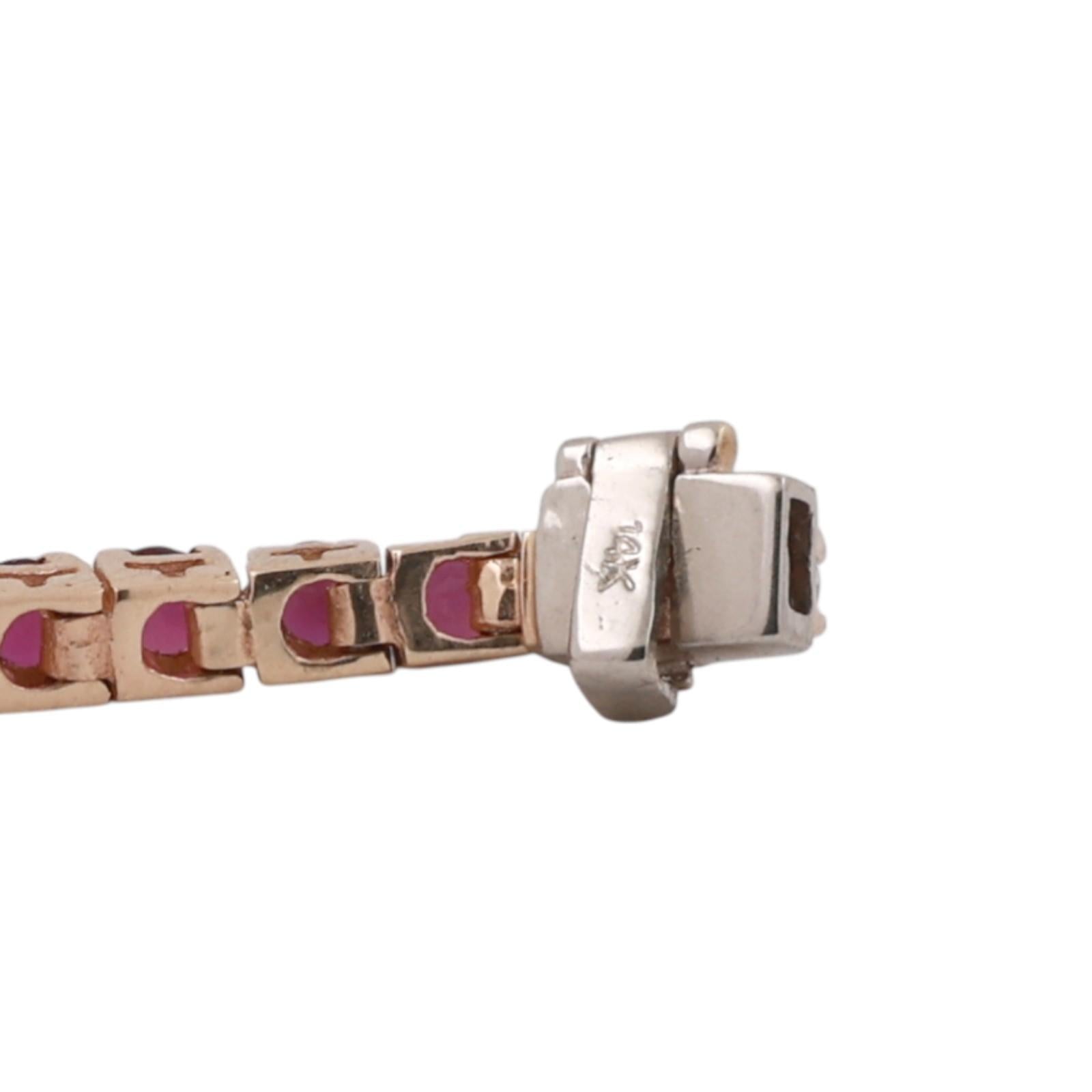 4.24 TW Ruby Diamond Tennis Bracelet 14K Gold 6.5" Ladies Estate