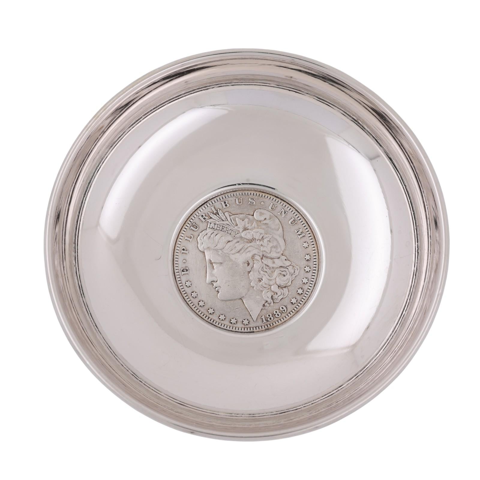 Antique Baldwin & Miller B&M 1889 Morgan Dollar Sterling Bowl/Trinket Dish #762