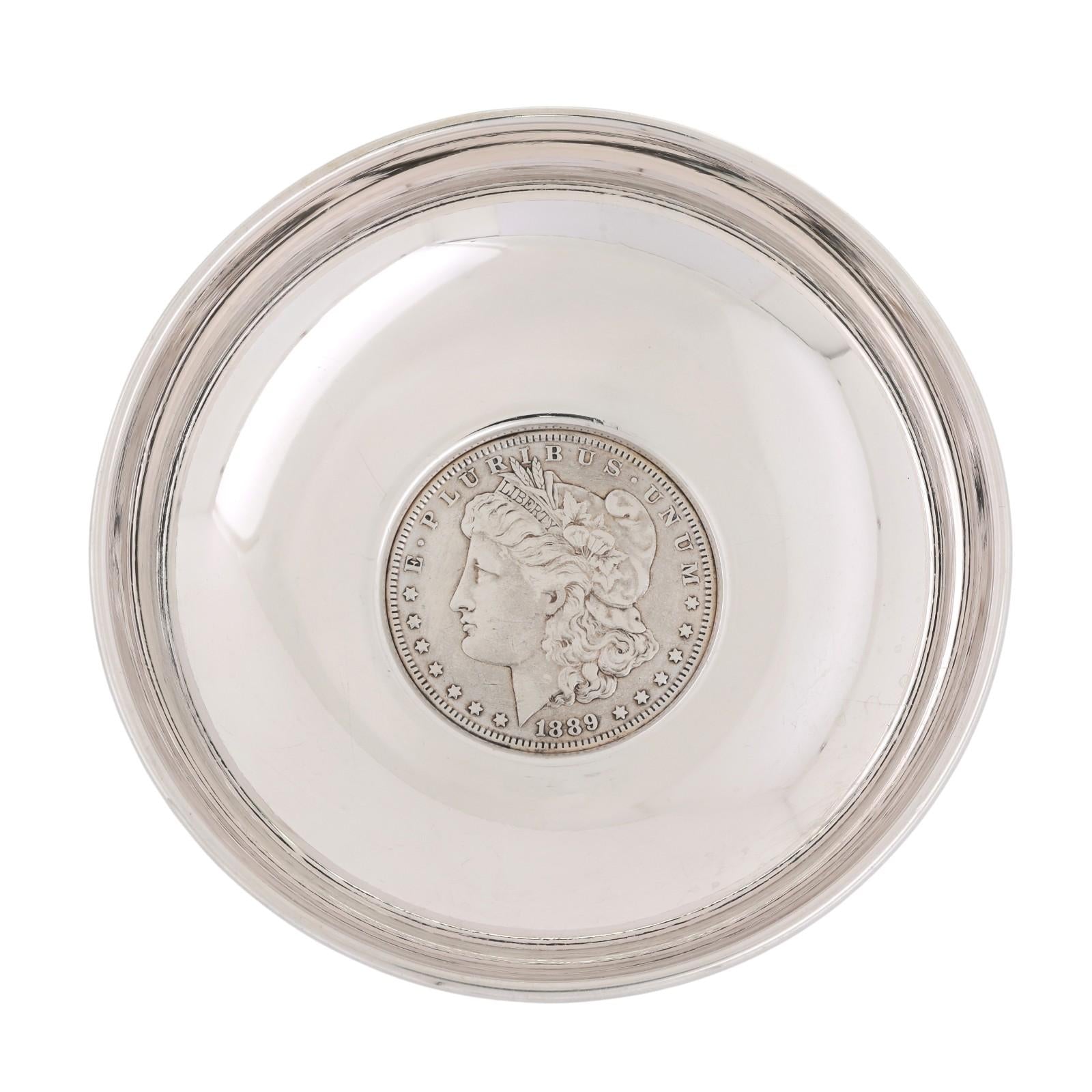 Antique Baldwin & Miller B&M 1889 Morgan Dollar Sterling Bowl/Trinket Dish #762