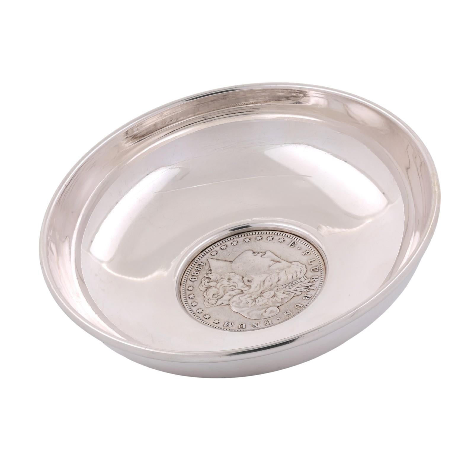 Antique Baldwin & Miller B&M 1889 Morgan Dollar Sterling Bowl/Trinket Dish #762