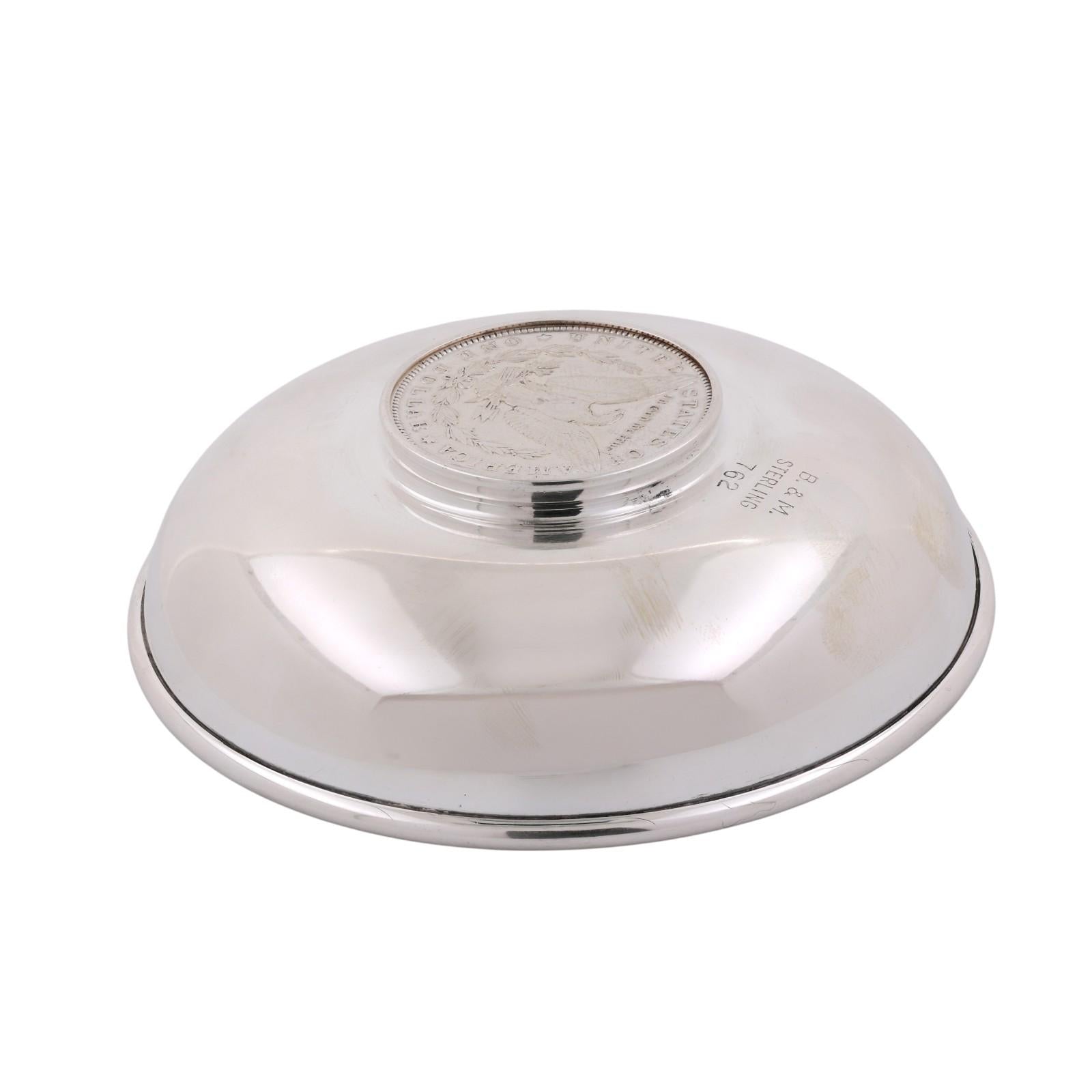 Antique Baldwin & Miller B&M 1889 Morgan Dollar Sterling Bowl/Trinket Dish #762