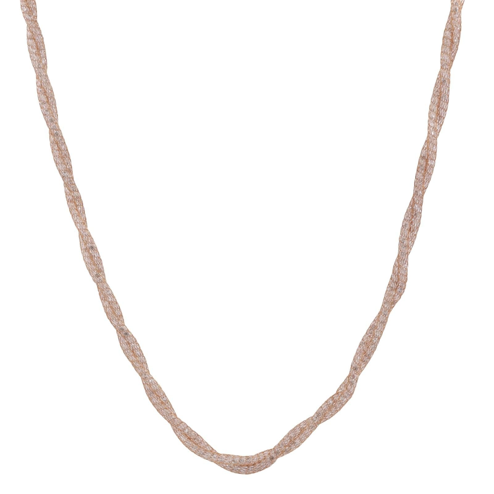 Cubic Zirconia Mesh Twisted Chain Necklace 10K Yellow Gold 18" Ladies Estate