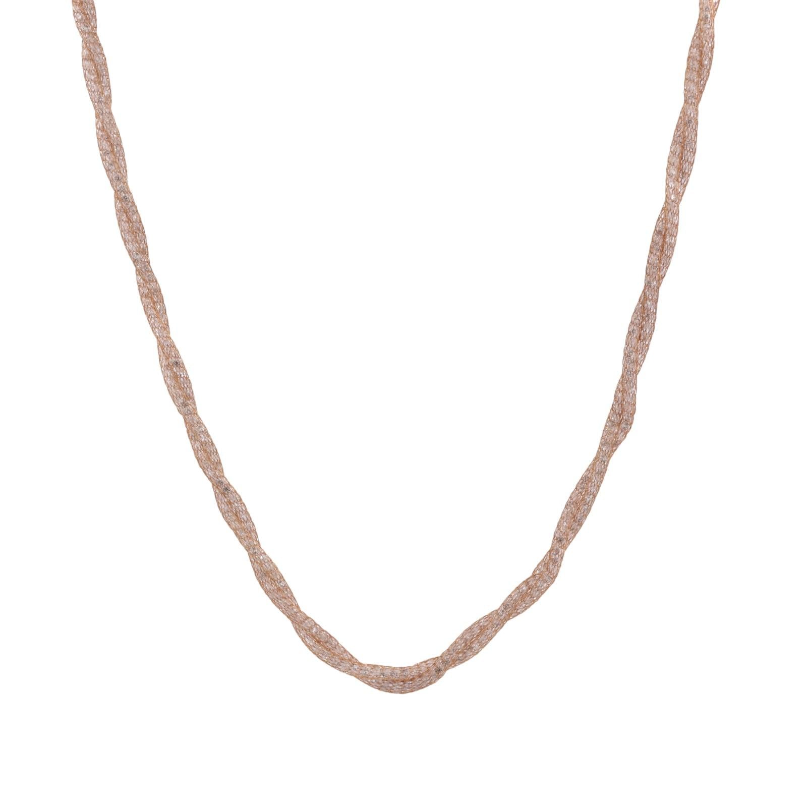 Cubic Zirconia Mesh Twisted Chain Necklace 10K Yellow Gold 18" Ladies Estate