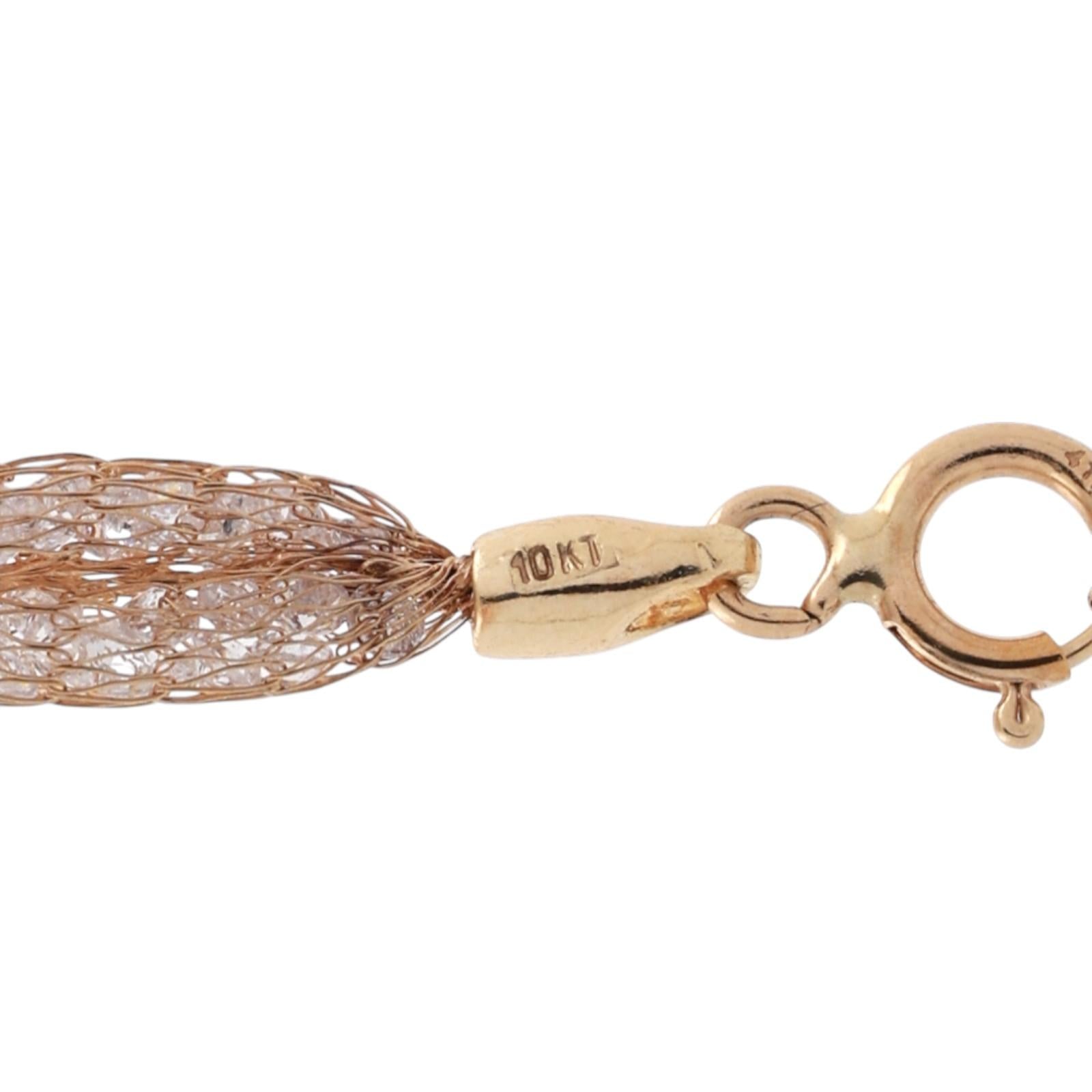 Cubic Zirconia Mesh Twisted Chain Necklace 10K Yellow Gold 18" Ladies Estate