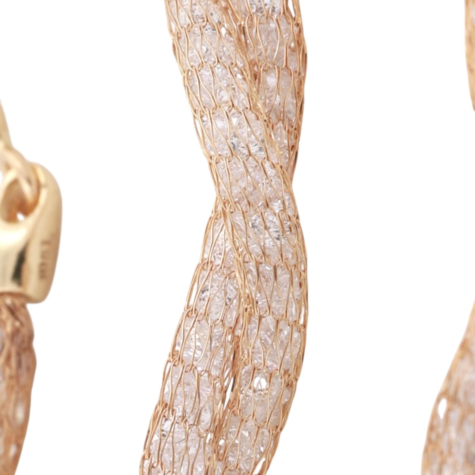 Cubic Zirconia Mesh Twisted Chain Necklace 10K Yellow Gold 18" Ladies Estate