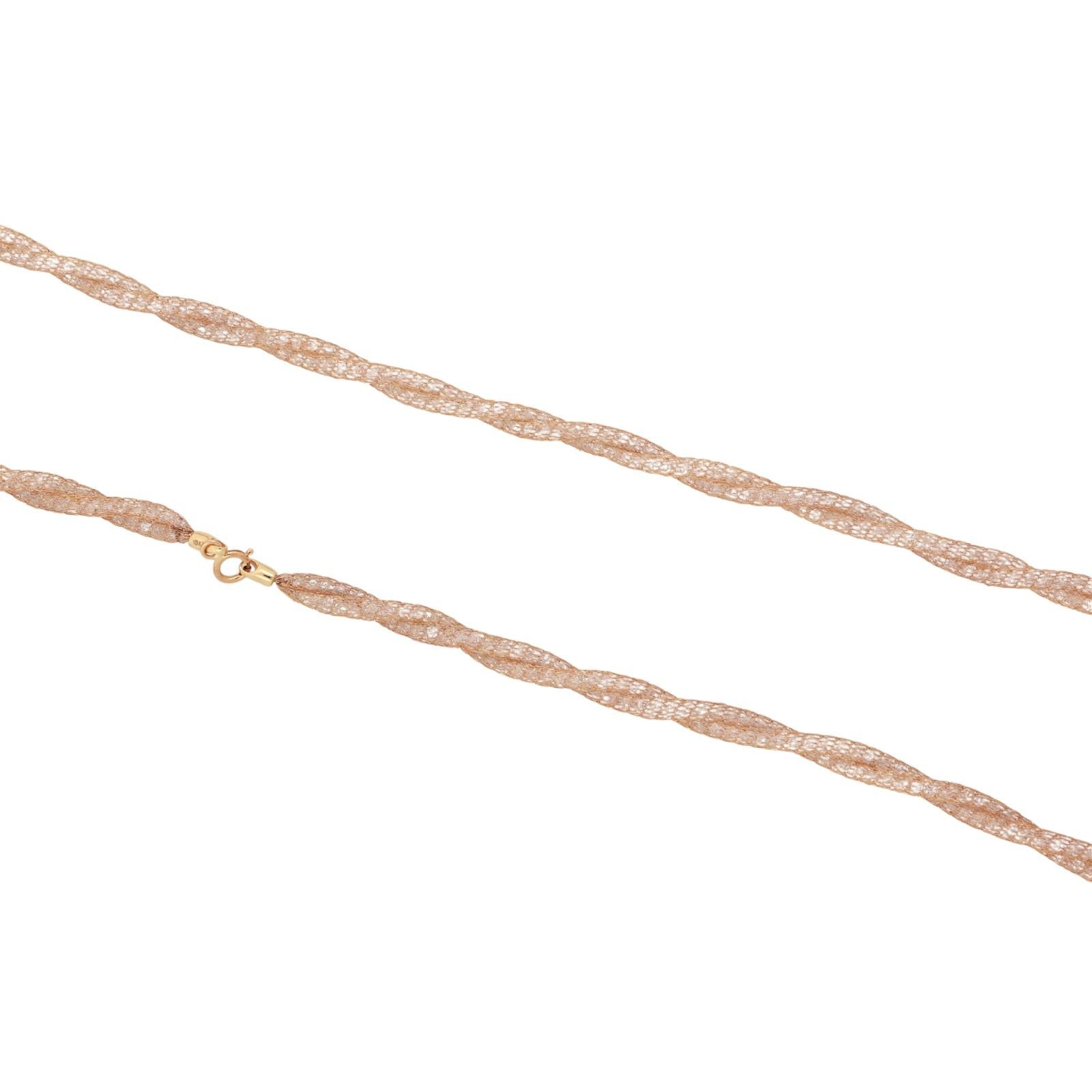 Cubic Zirconia Mesh Twisted Chain Necklace 10K Yellow Gold 18" Ladies Estate