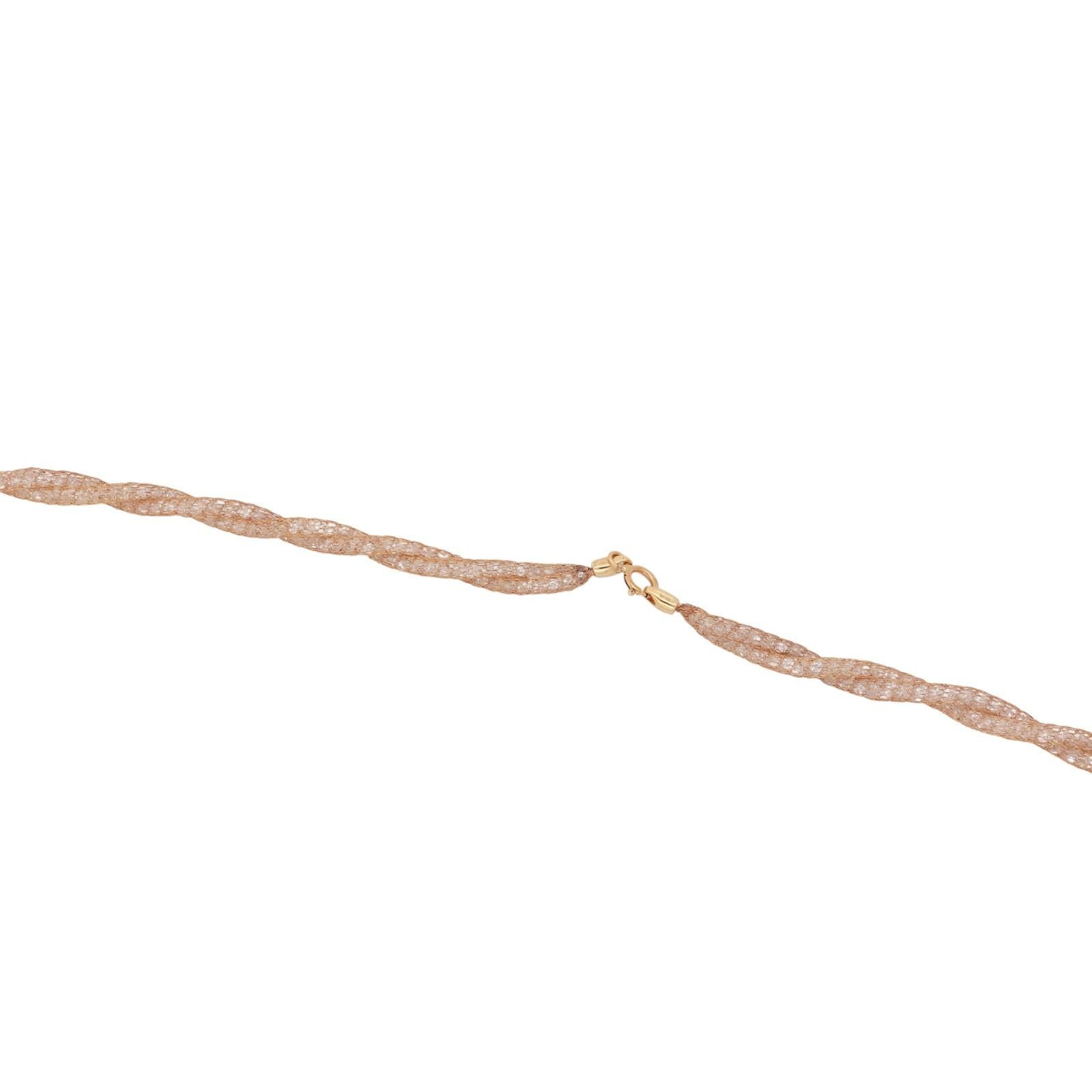 Cubic Zirconia Mesh Twisted Chain Necklace 10K Yellow Gold 18" Ladies Estate