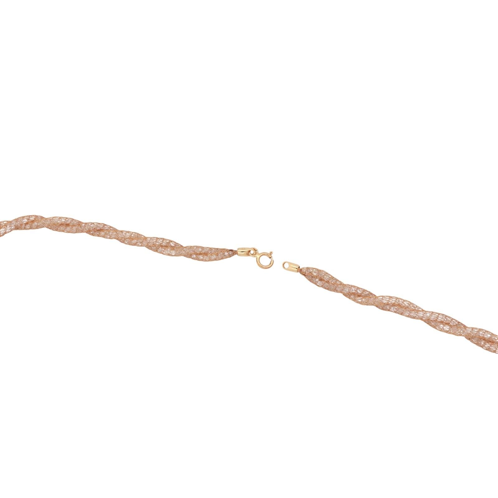 Cubic Zirconia Mesh Twisted Chain Necklace 10K Yellow Gold 18" Ladies Estate