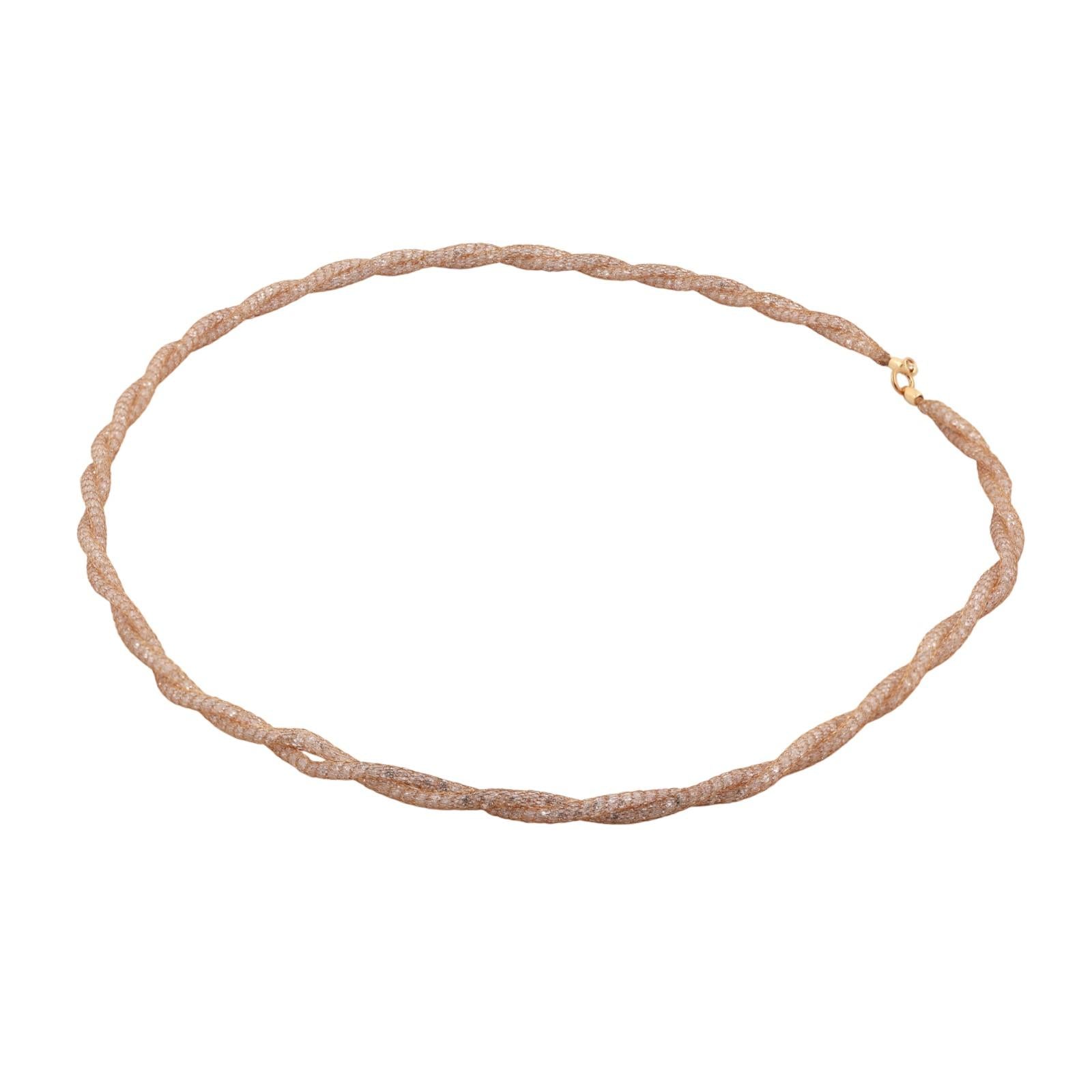 Cubic Zirconia Mesh Twisted Chain Necklace 10K Yellow Gold 18" Ladies Estate