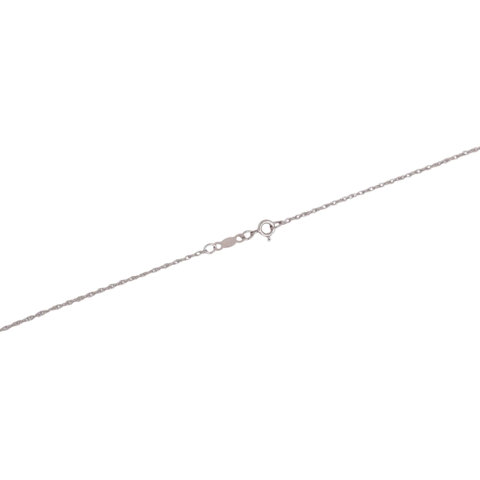 Diamond Filigree Snowflake Pendant Rope Chain Necklace 14K White Gold 18.5"