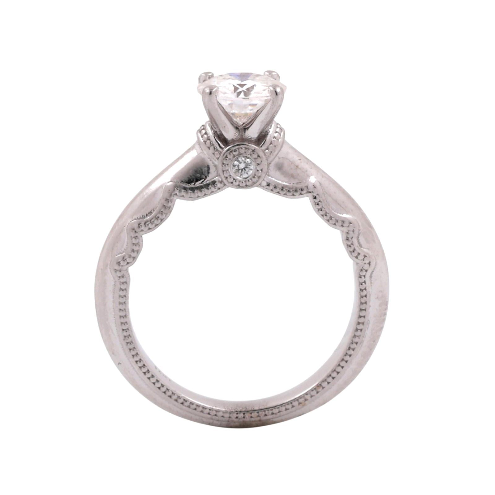 0.80 TW Solitaire Forever One Moissanite Engagement Ring 14K White Gold Size 6