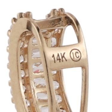 Fancy Letter V Cubic Zirconia Pendant 14K Yellow Gold 1" Unisex Estate