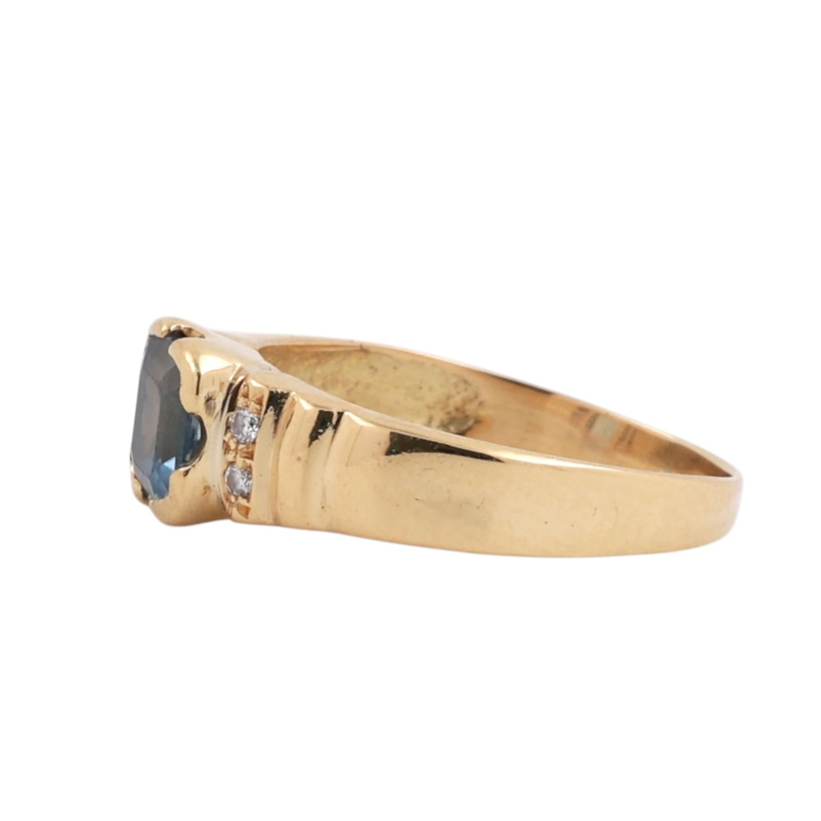 Aquamarine Solitaire Ring Diamond Accents 18K Yellow Gold 0.90 CTW SZ 6.5 Estate