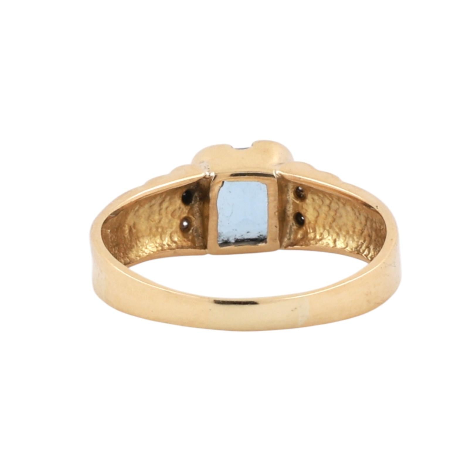 Aquamarine Solitaire Ring Diamond Accents 18K Yellow Gold 0.90 CTW SZ 6.5 Estate