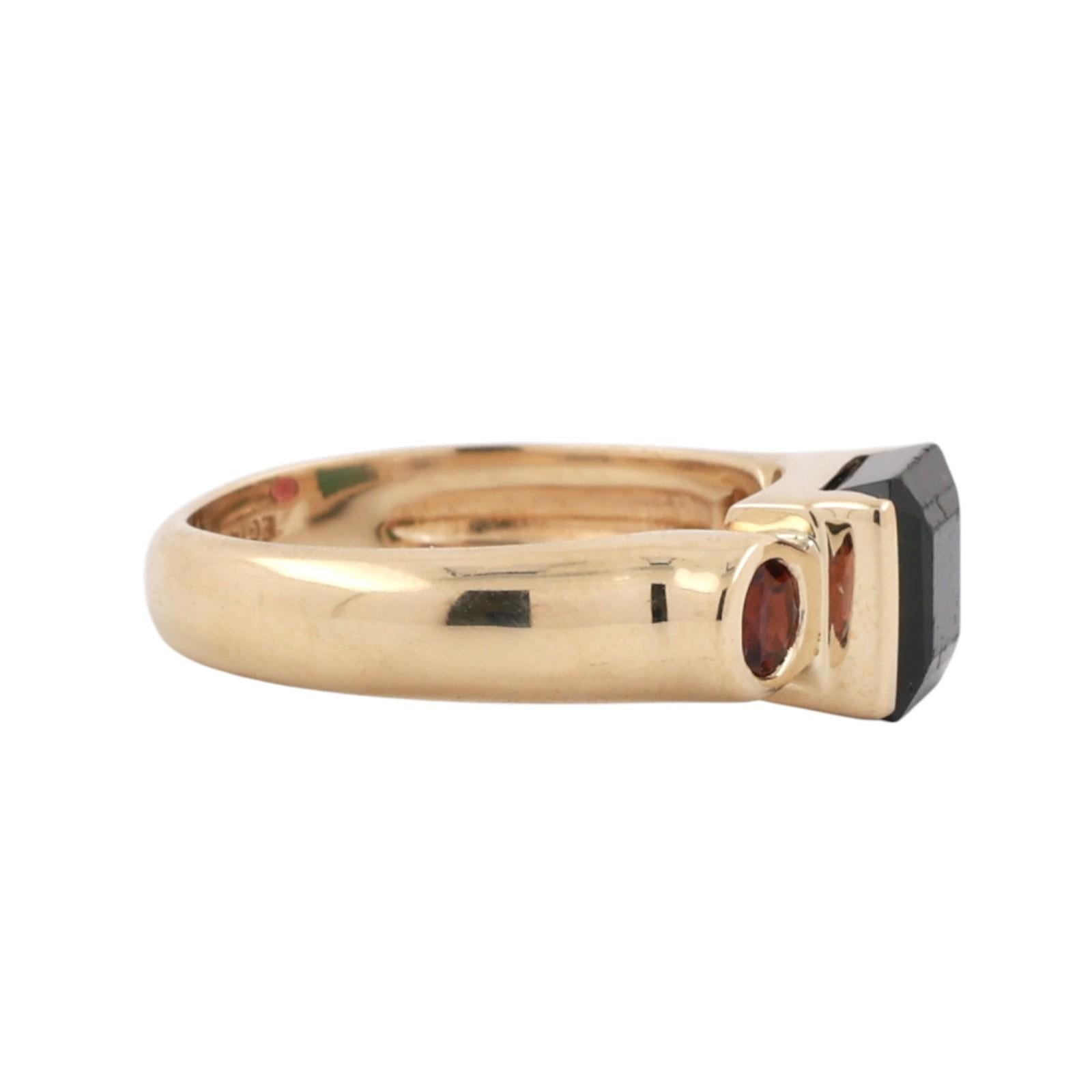 1.74 CTW Green and Pink Tourmaline Cocktail Ring 14K Yellow Gold Size 5.5 Ladies