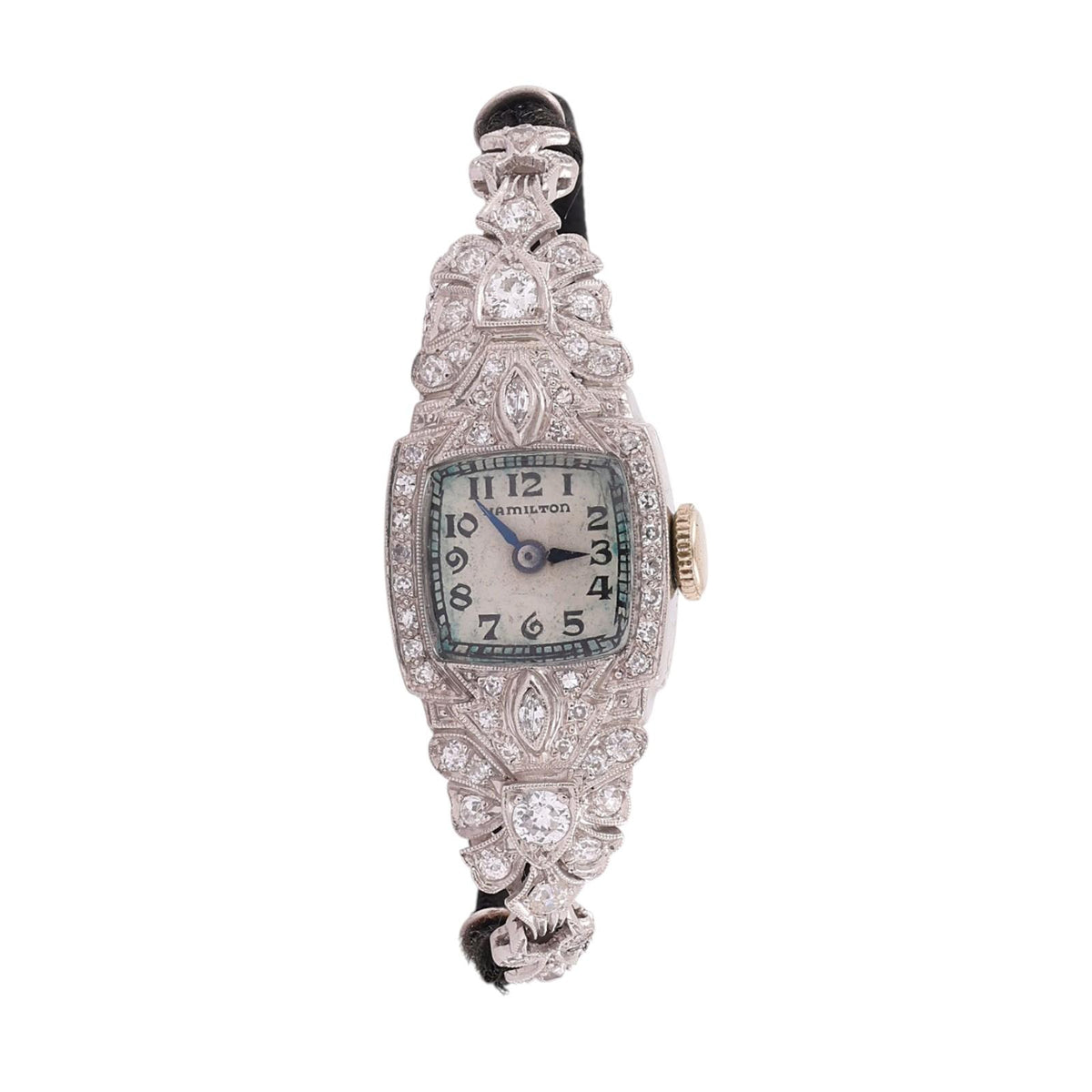 Vintage Hamilton Art Deco Platinum Diamond Ladies Watch Manual Wind 1940s