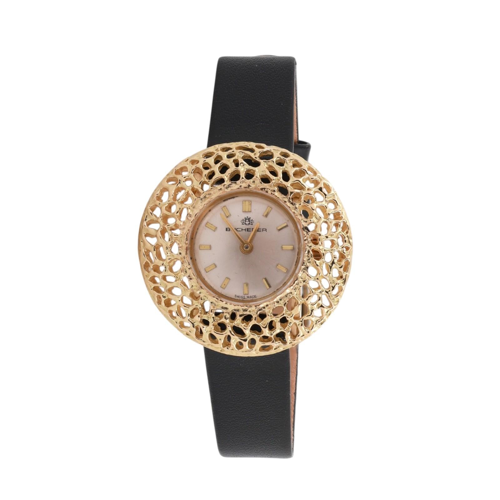 Bucherer 18K Yellow Gold Openwork Filigree Mechanical Ladies Watch Swiss Made