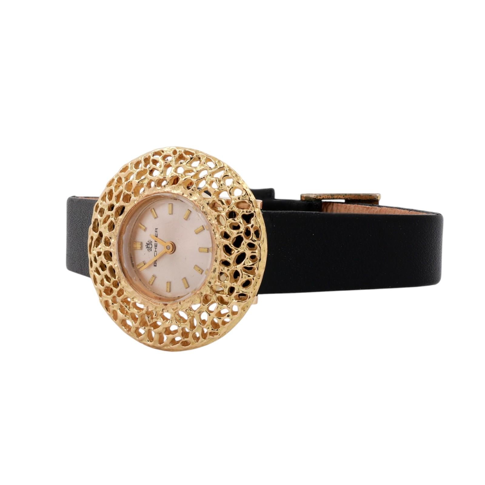 Bucherer 18K Yellow Gold Openwork Filigree Mechanical Ladies Watch Swiss Made