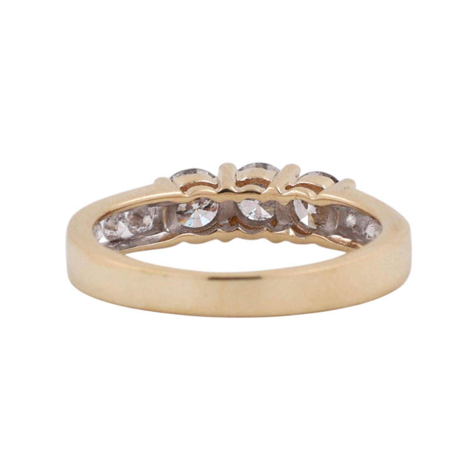 3-Stone Diamond Band Ring With Accents 0.90 TW 10K Yellow Gold Size 5.75 Ladies