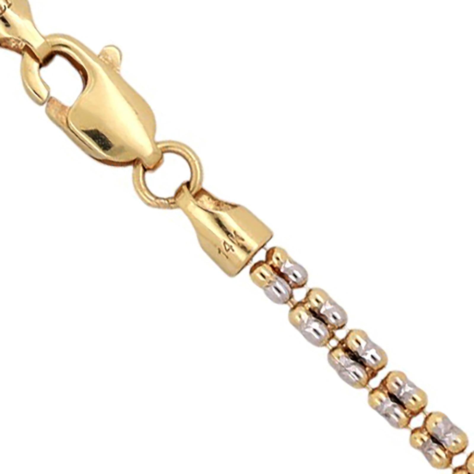14K Two-Tone Gold Sparkle Chain Necklace 18" Unisex Estate