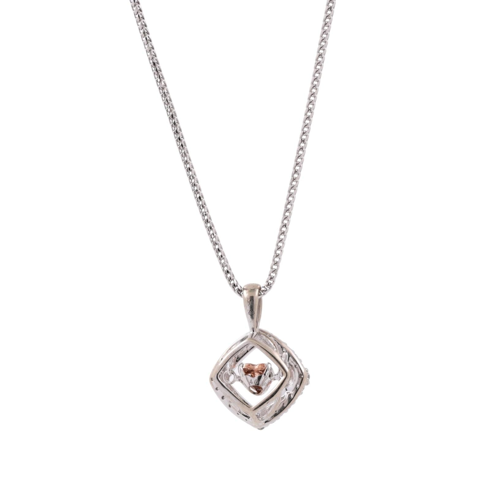 0.25CT TW Diamond Tilted Square Heart Pendant Necklace 10K Two Tone Gold 20"