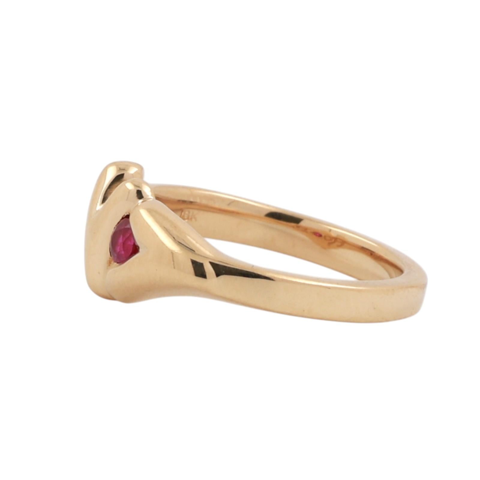 Ruby Solitaire Heart Ring 18K Yellow Gold 0.16 CT Size 6.25 Ladies