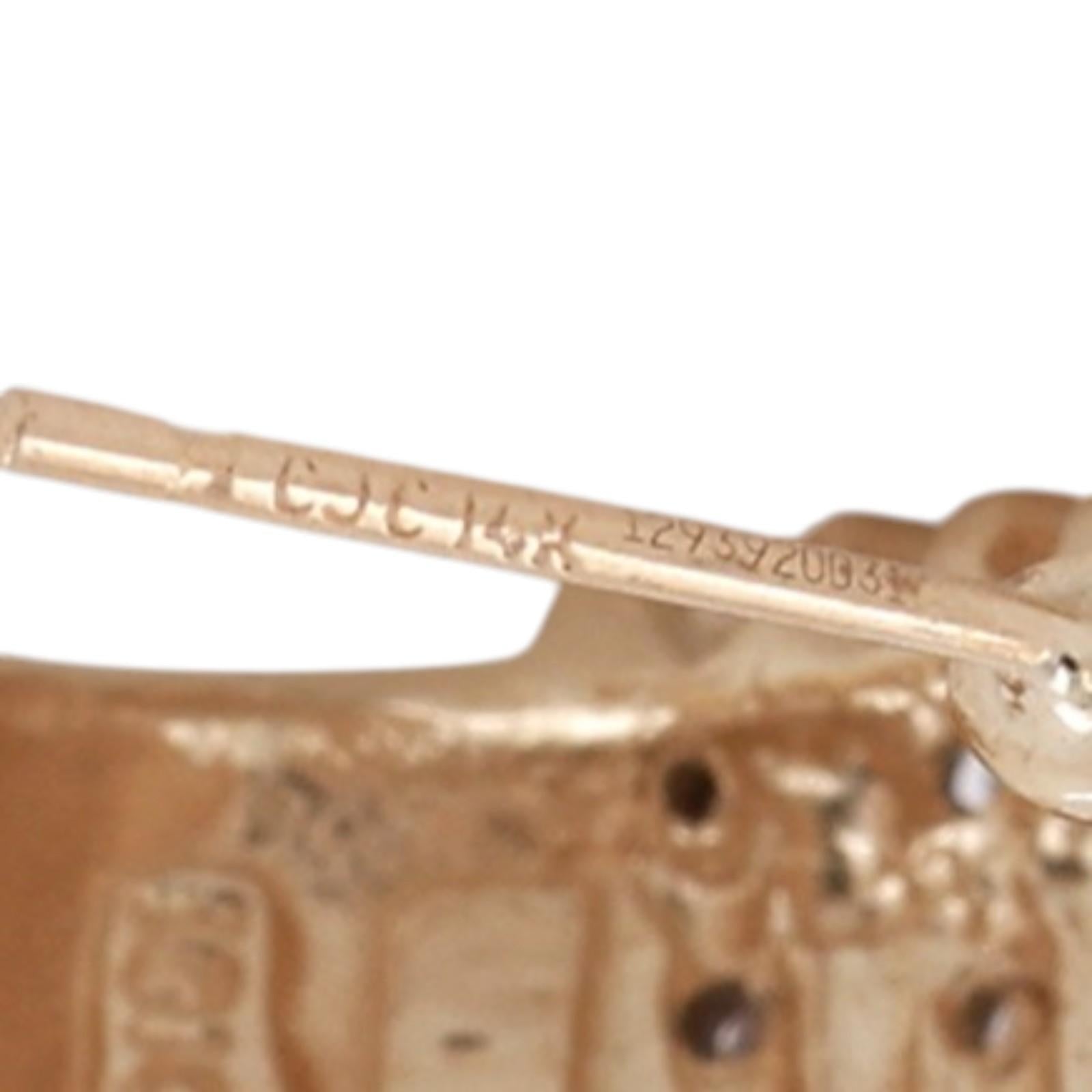 4-Row Diamond J Hoop Dome Earrings 10K Gold 2.00 TW Omega Backs 0.60" Ladies