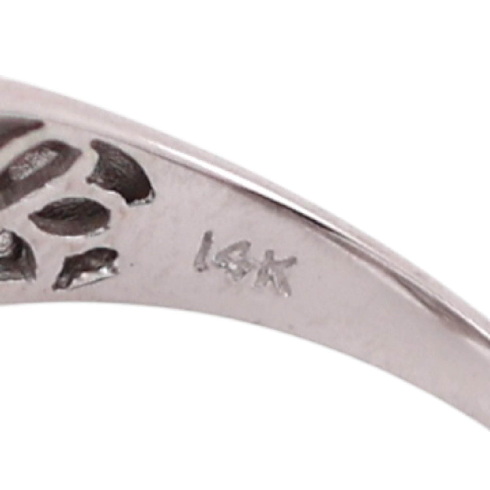 0.40 TW Diamond Floral Cocktail Ring 14K White Gold Size 8.25 Ladies Estate