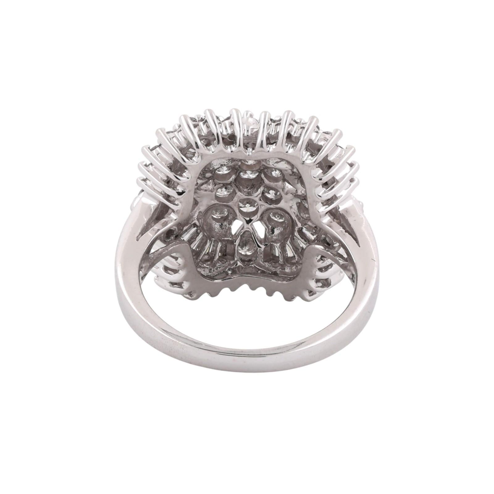 1.50 TW Diamond Floral Cocktail Ring 14K White Gold Size 7.25 Ladies Estate