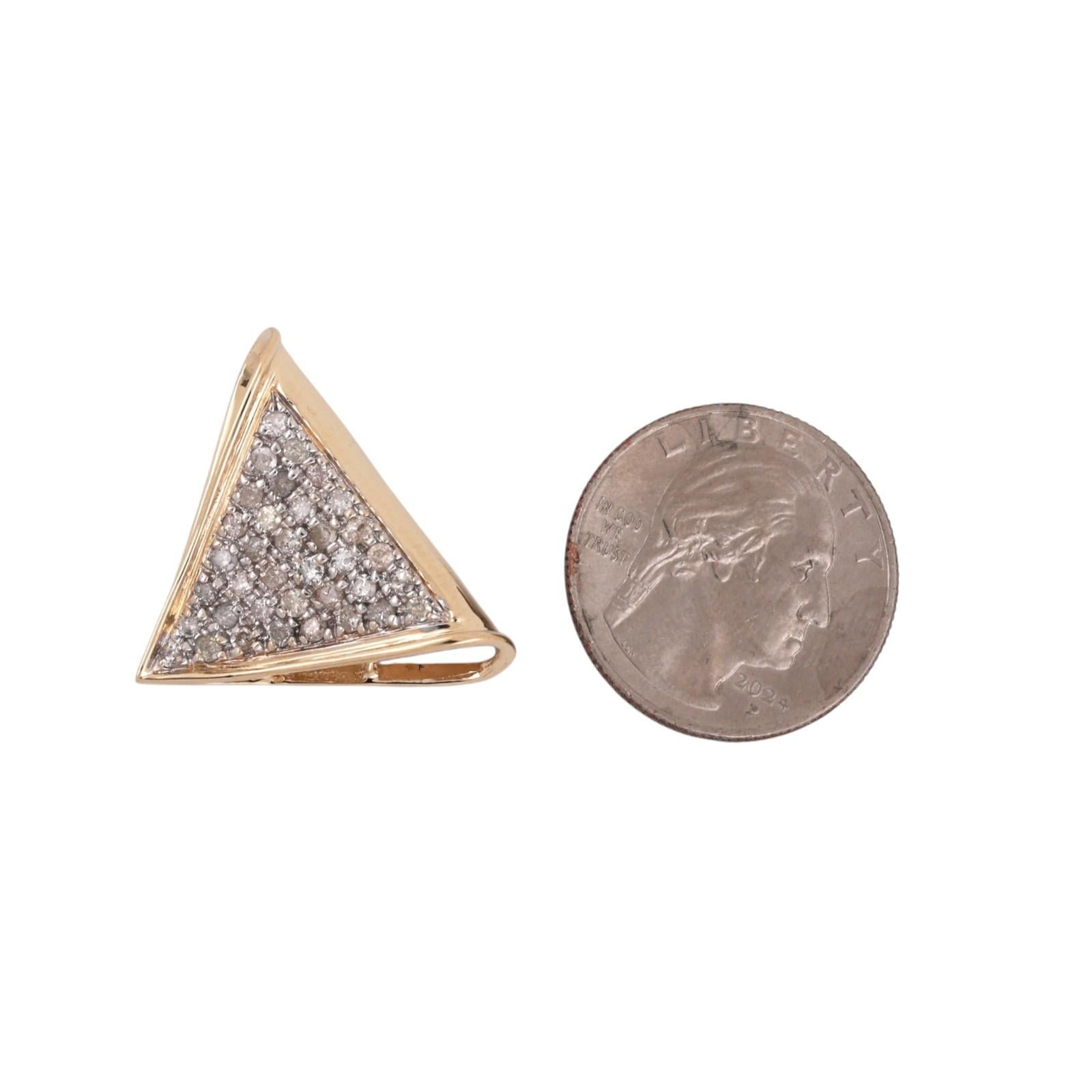 1.08 TW Cluster Diamond Triangular Slider Pendant 14K Gold 0.90" Estate