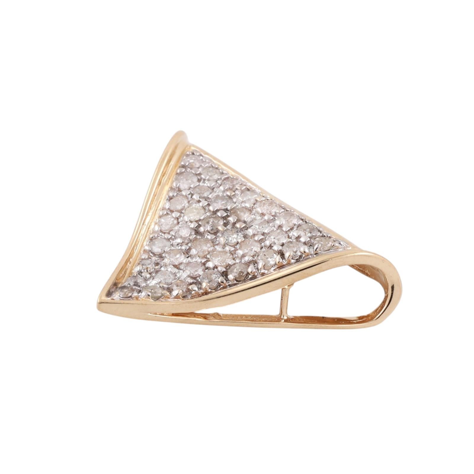 1.08 TW Cluster Diamond Triangular Slider Pendant 14K Gold 0.90" Estate