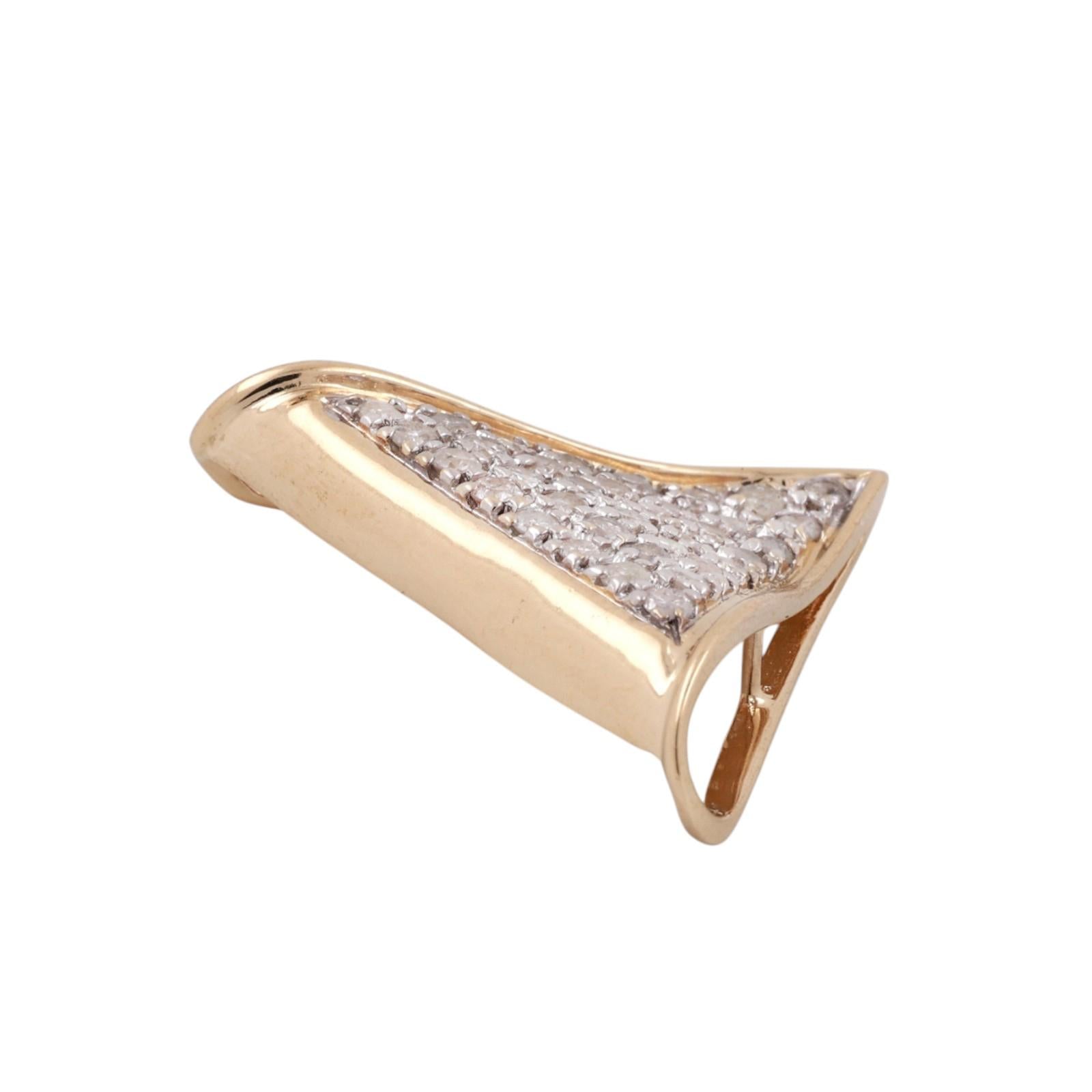 1.08 TW Cluster Diamond Triangular Slider Pendant 14K Gold 0.90" Estate