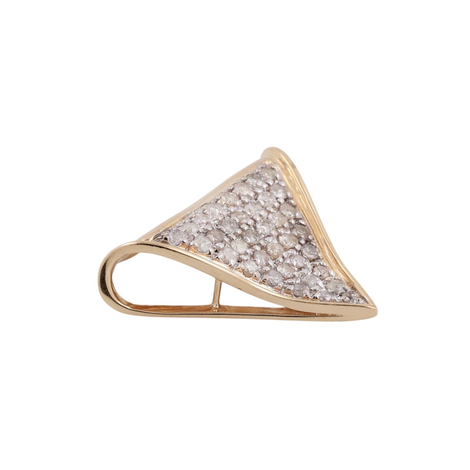 1.08 TW Cluster Diamond Triangular Slider Pendant 14K Gold 0.90" Estate