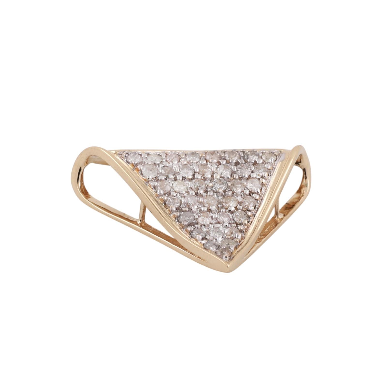 1.08 TW Cluster Diamond Triangular Slider Pendant 14K Gold 0.90" Estate