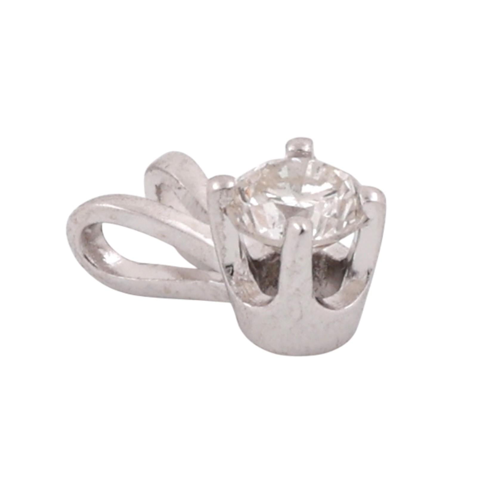 NEW 0.20 CT Round Diamond Solitaire 4-Prong Set Pendant 14K White Gold 0.33"