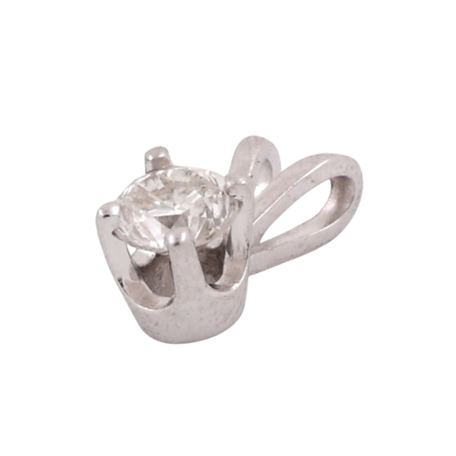 NEW 0.20 CT Round Diamond Solitaire 4-Prong Set Pendant 14K White Gold 0.33"