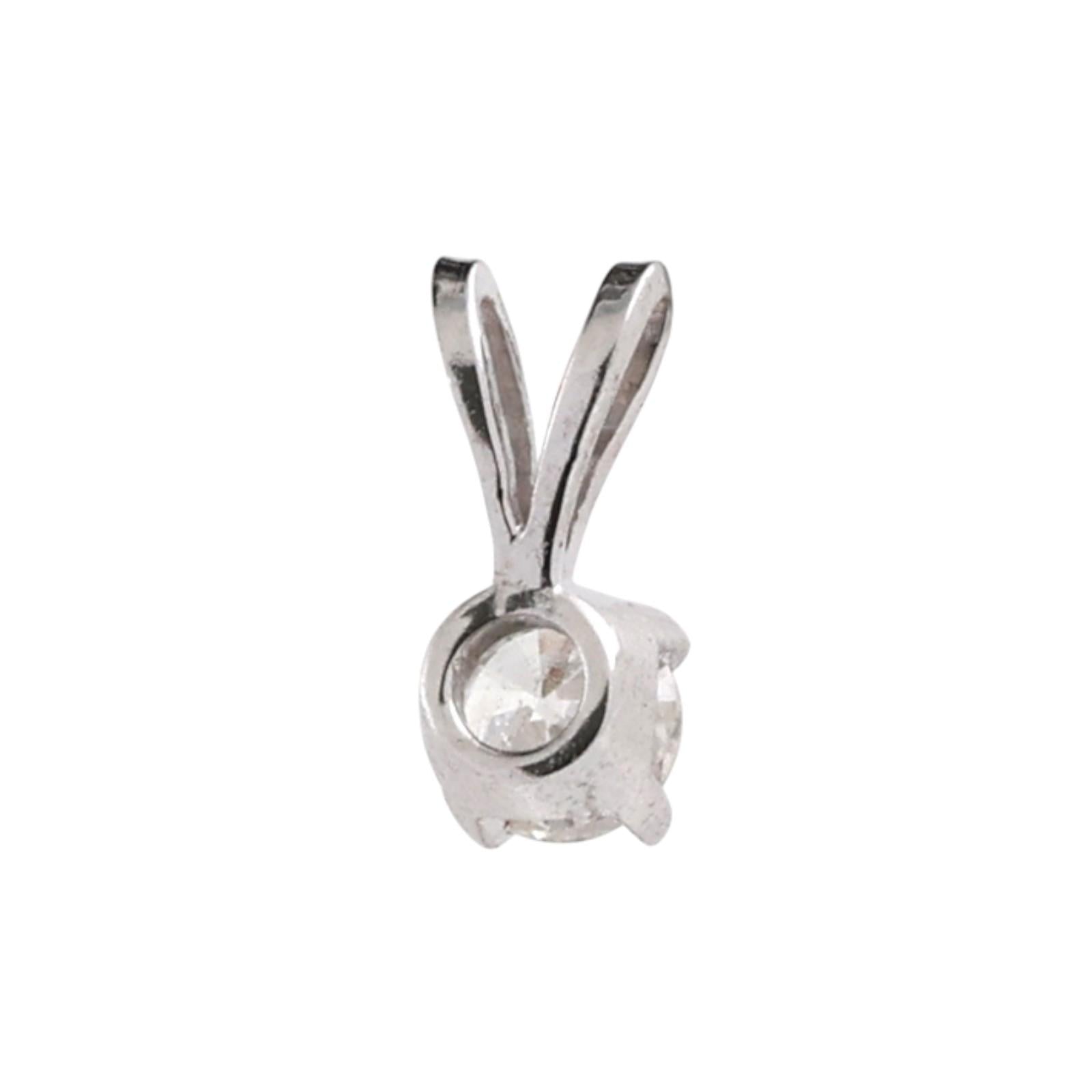NEW 0.20 CT Round Diamond Solitaire 4-Prong Set Pendant 14K White Gold 0.33"