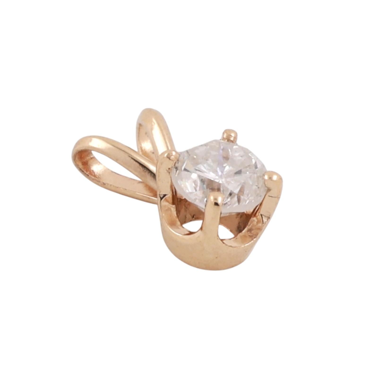 NEW 0.51 CT Round Diamond Solitaire Pendant Yellow Gold 4-Prong Set 0.40" Ladies