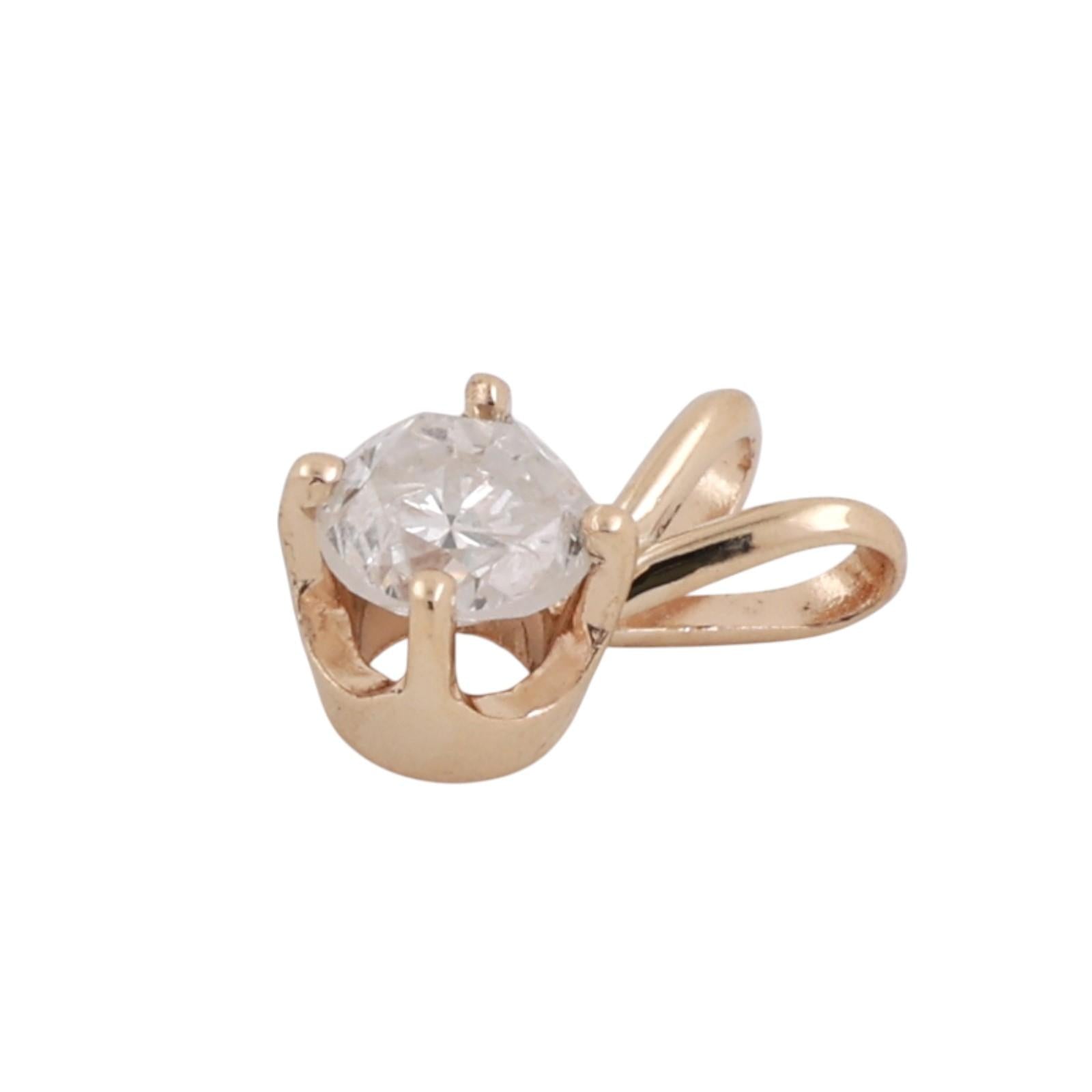 NEW 0.51 CT Round Diamond Solitaire Pendant Yellow Gold 4-Prong Set 0.40" Ladies