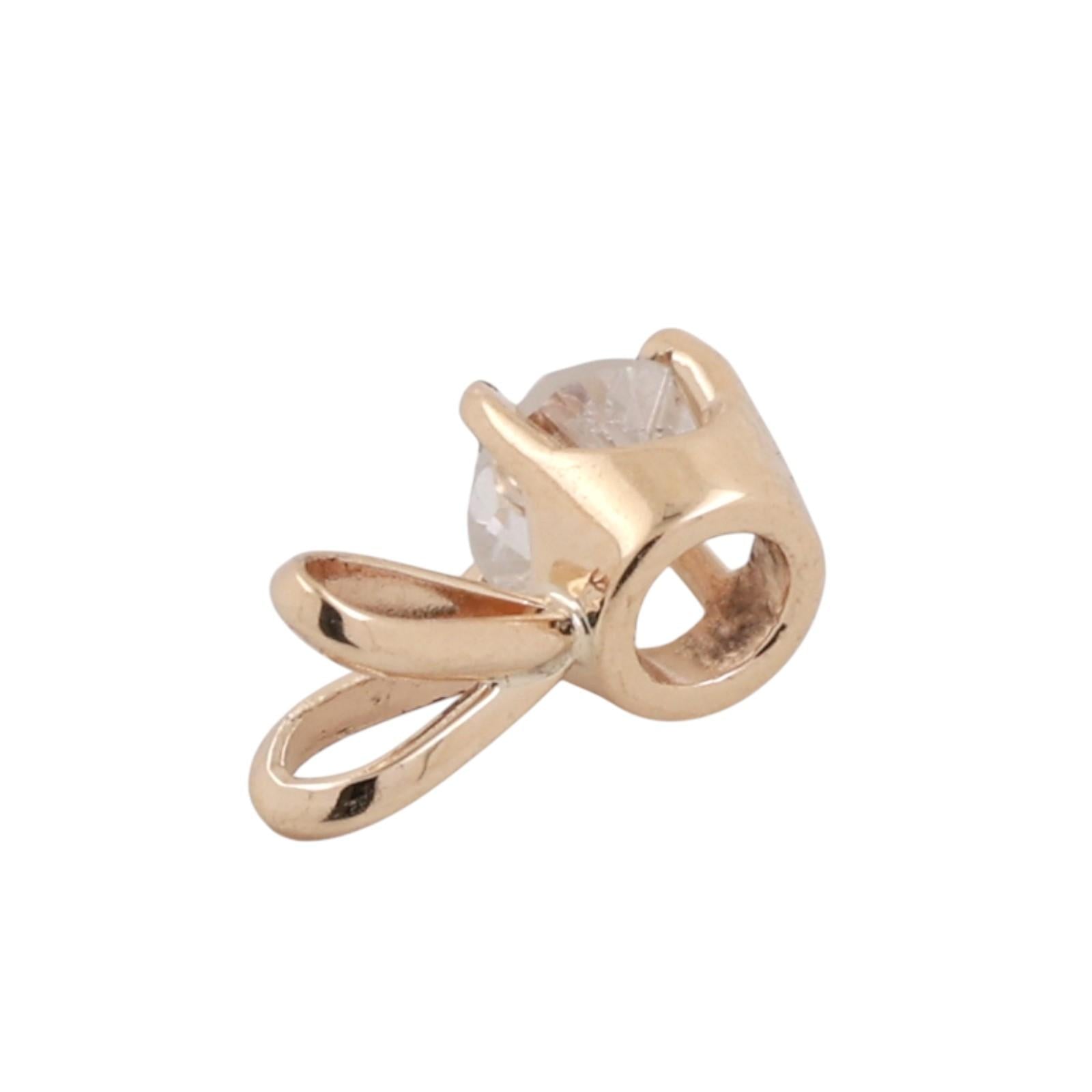 NEW 0.51 CT Round Diamond Solitaire Pendant Yellow Gold 4-Prong Set 0.40" Ladies