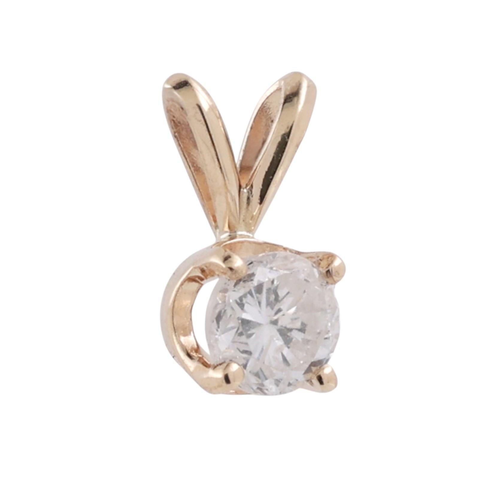 NEW 0.51 CT Round Diamond Solitaire Pendant Yellow Gold 4-Prong Set 0.40" Ladies