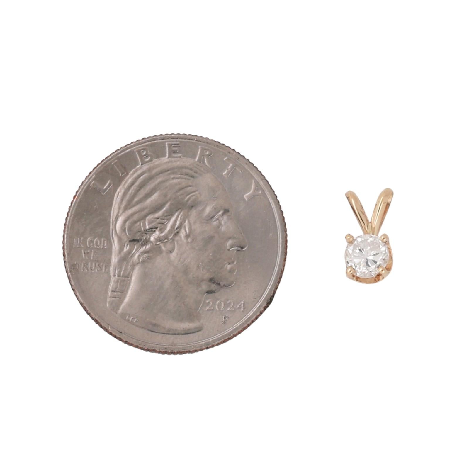 NEW 0.51 CT Round Diamond Solitaire Pendant Yellow Gold 4-Prong Set 0.40" Ladies