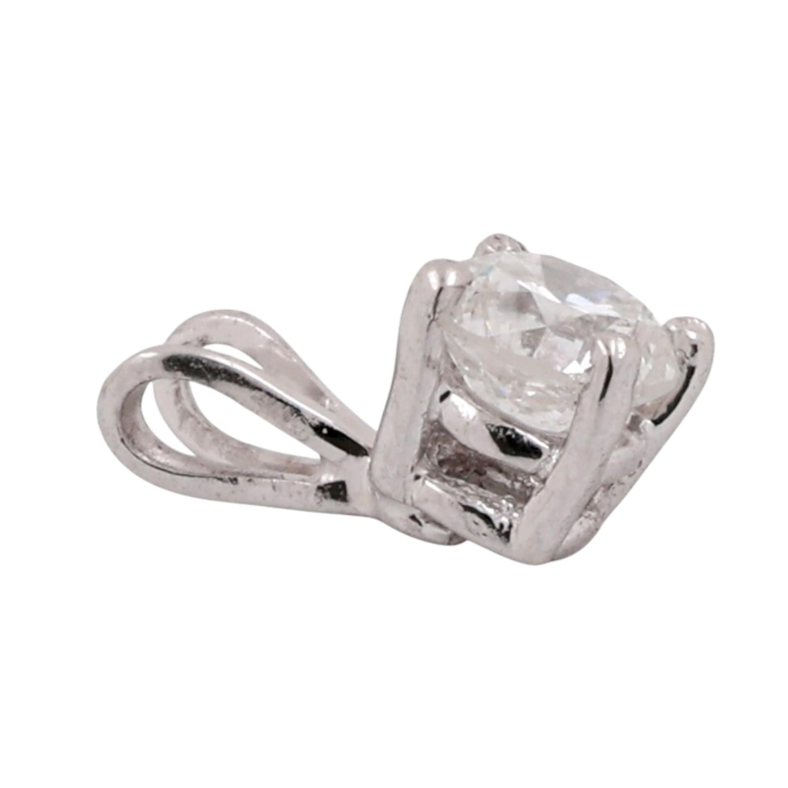NEW Round Diamond Solitaire Pendant White Gold 0.46 CT 0.35"