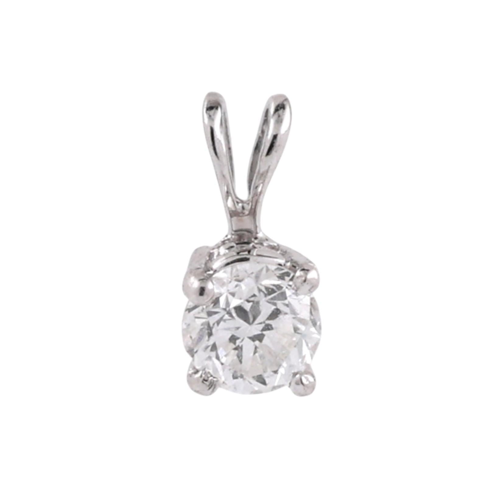 NEW Round Diamond Solitaire Pendant White Gold 0.46 CT 0.35"
