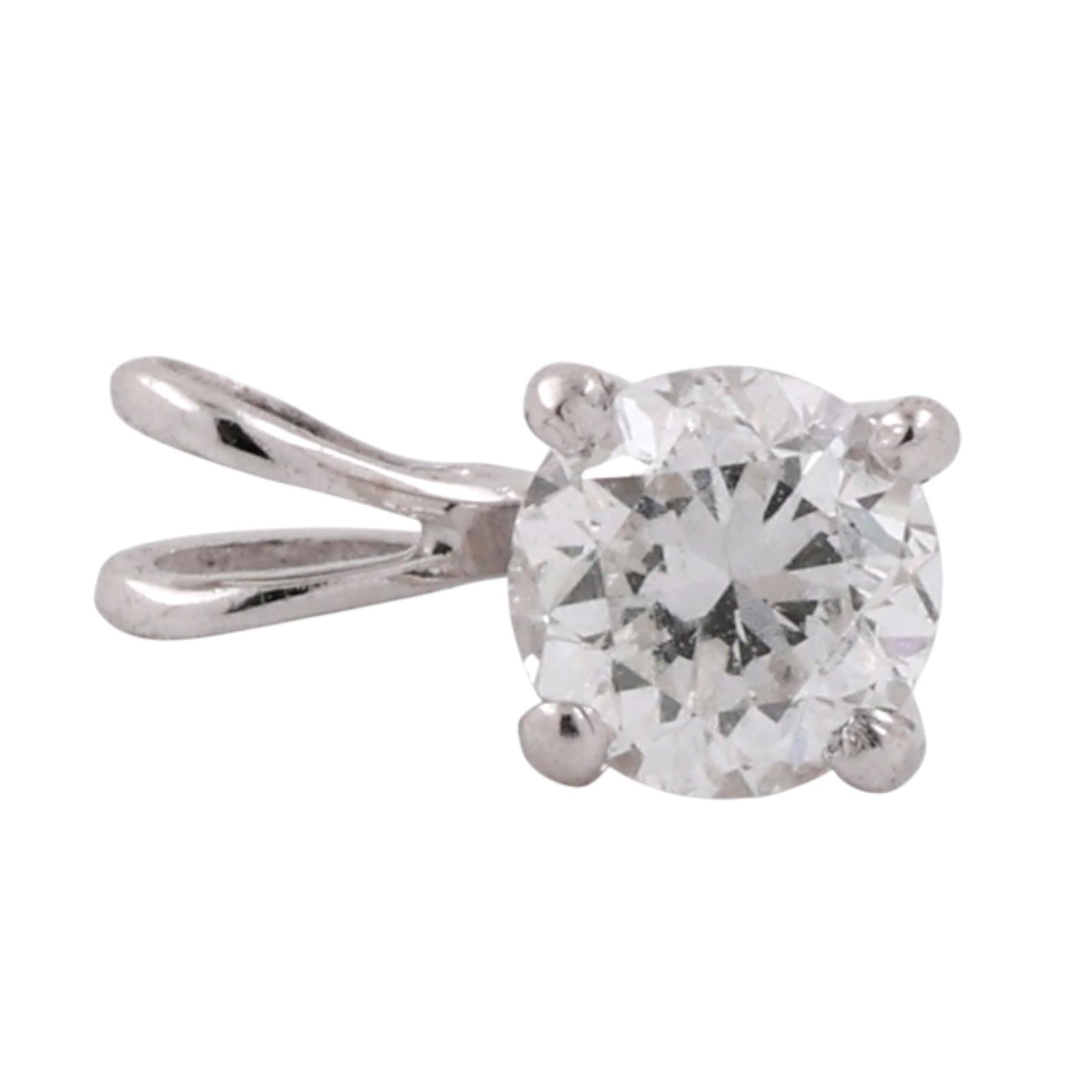 NEW Round Diamond Solitaire Pendant White Gold 0.46 CT 0.35"