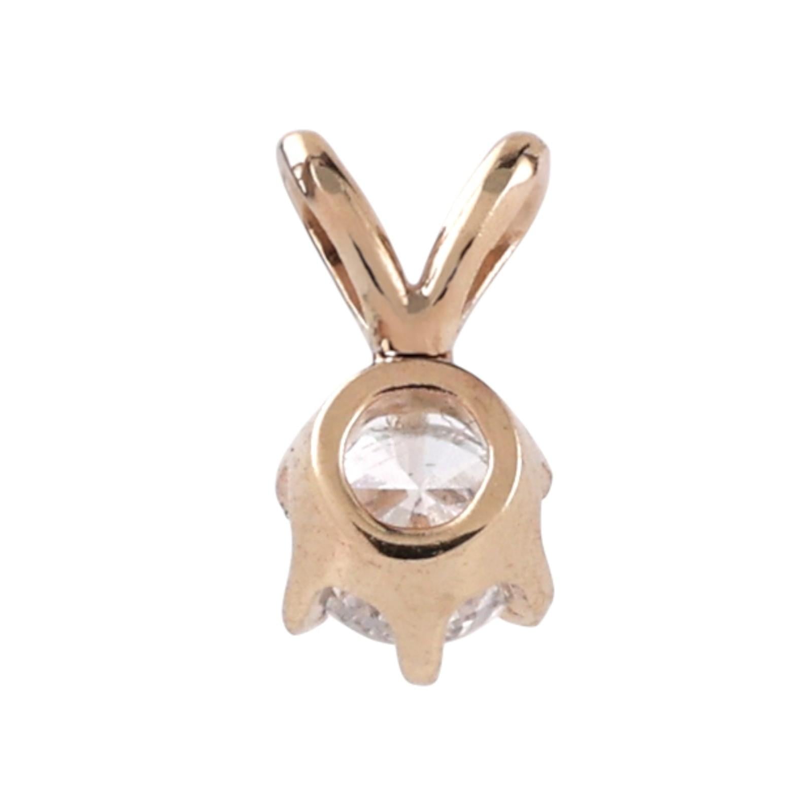 NEW 0.25 CT Round Diamond Solitaire Pendant Yellow Gold 6-Prong Set 0.30"