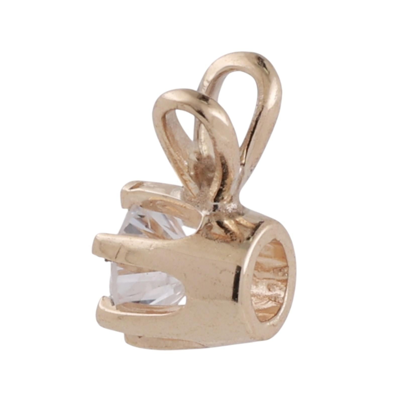 NEW 6-Prong Set 0.25 CT Round Diamond Solitaire Pendant 14K Yellow Gold 0.35"